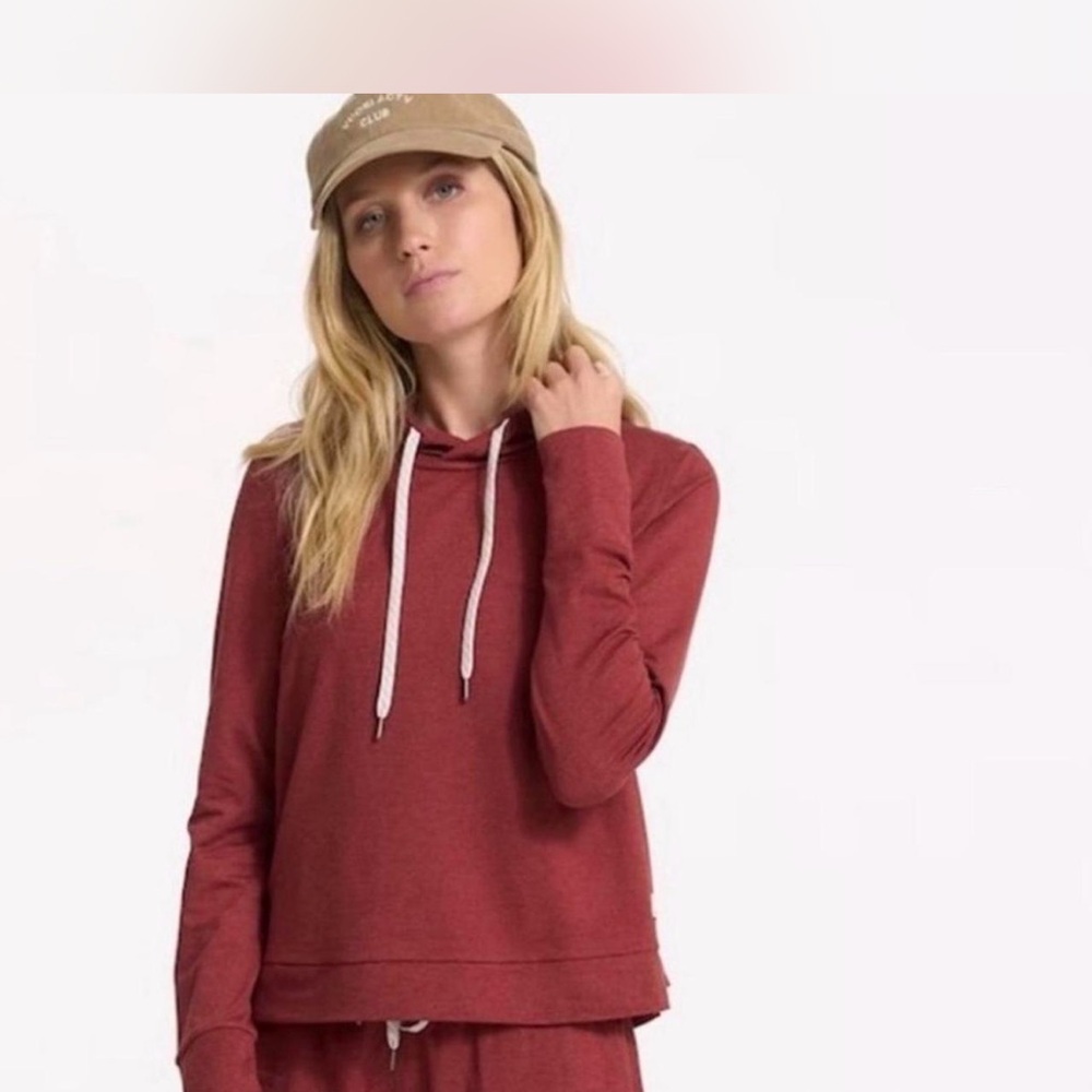 Vuori Brick Red Hoodie with White Drawstrings Size M